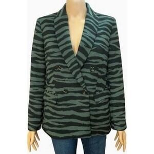Ann Taylor Green and Black Zebra Print Blazer